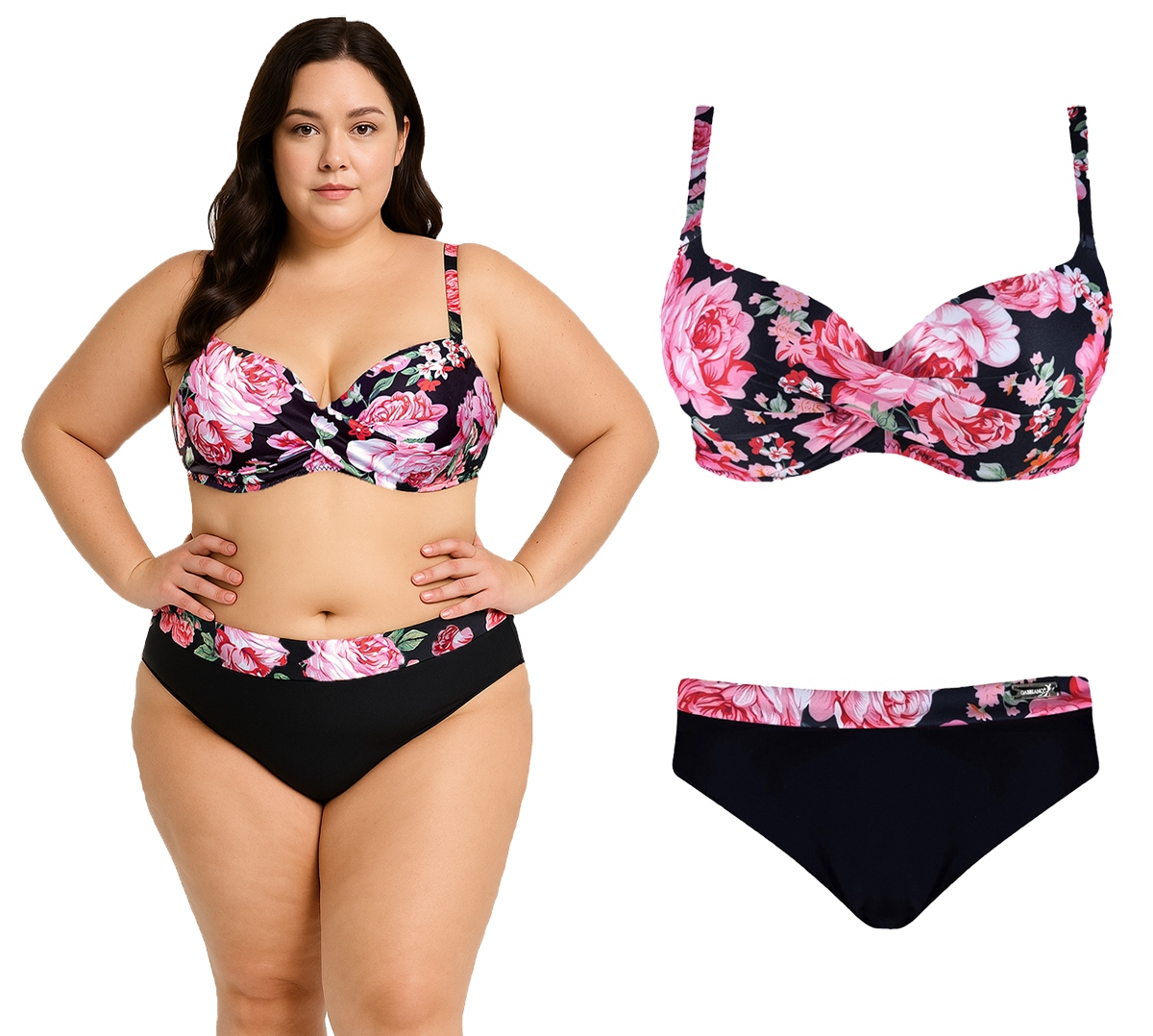 Plavky Gabbiano Esther dvoudílné s květinami 44D/2XL 90D