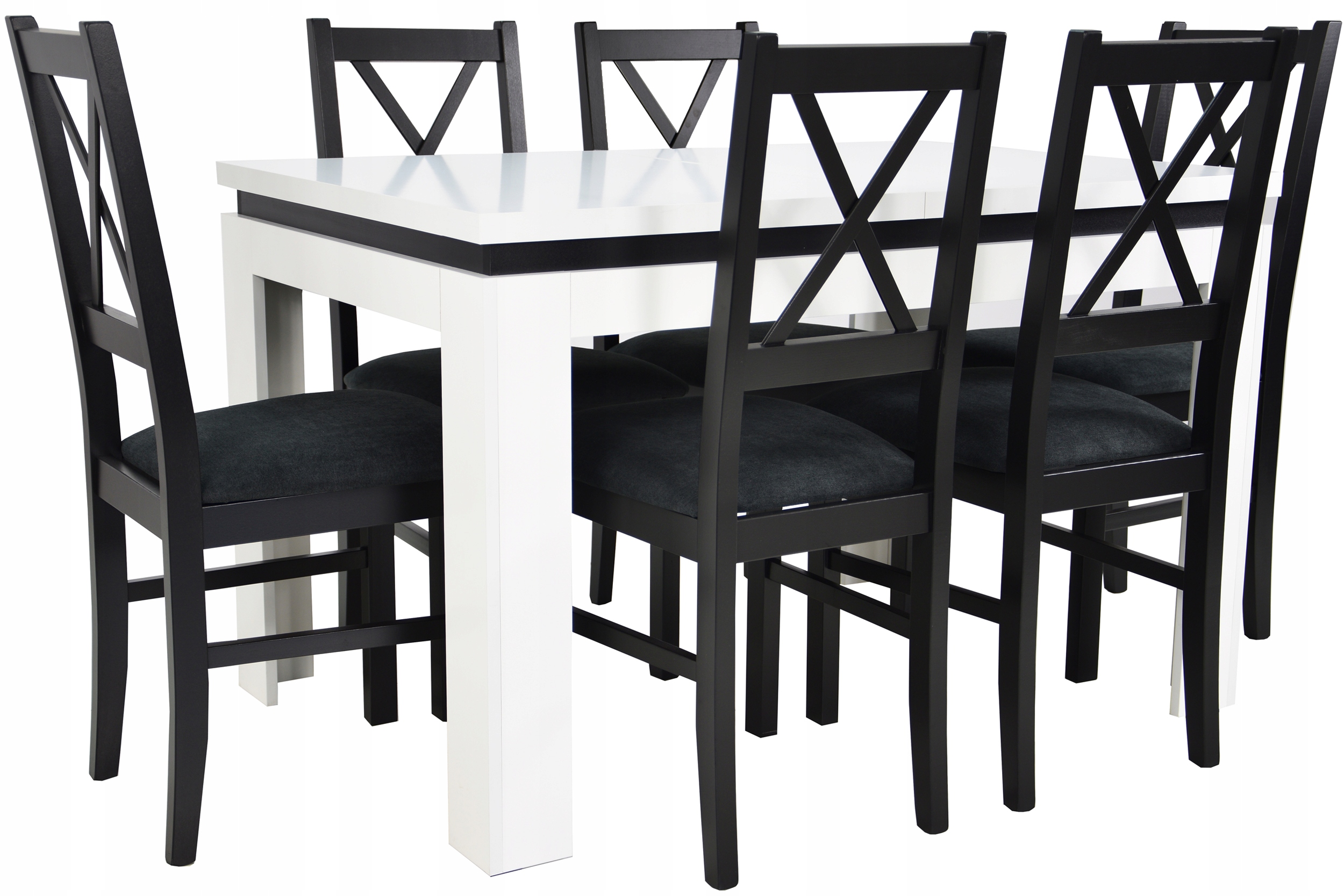 BIAŁY Rozkładany stół 80x120 i 6 krzeseł DO SALONU