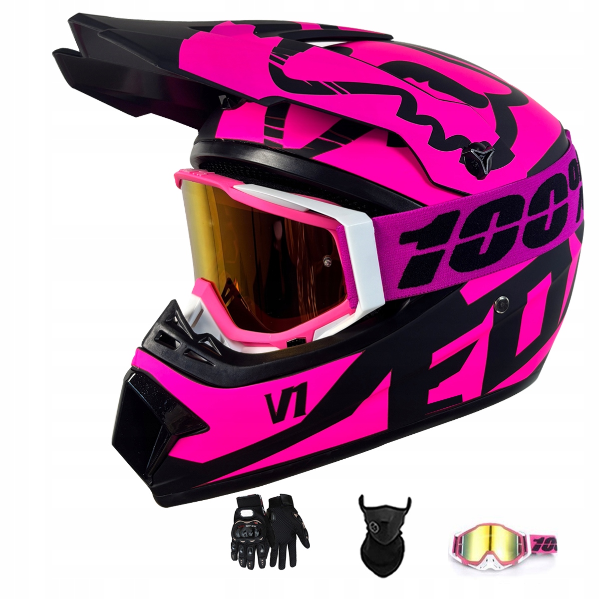 Motocyklová Přilba Lehká Enduro Quada Brýle Rukavice Maska XL