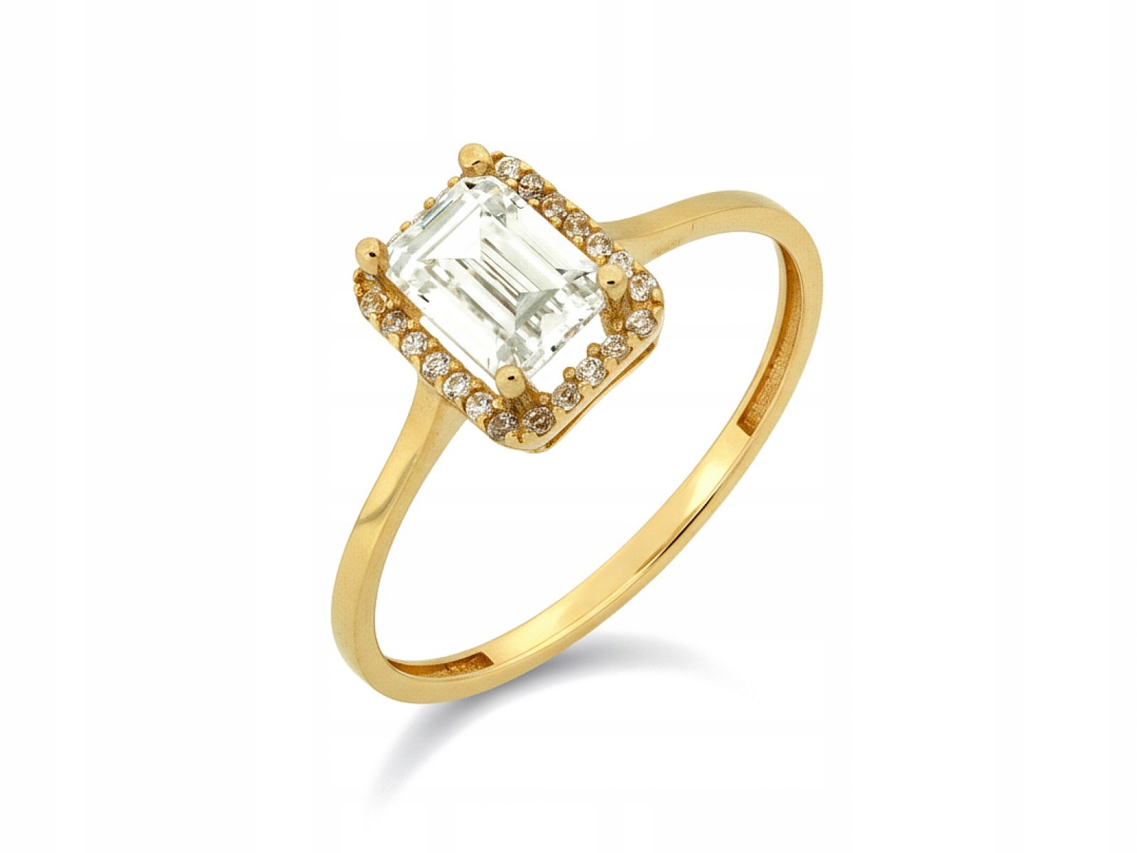 Zlatý prstýnek 585 Obdélníkový zirkon r17 vzor Markýzy 1,81g dárek