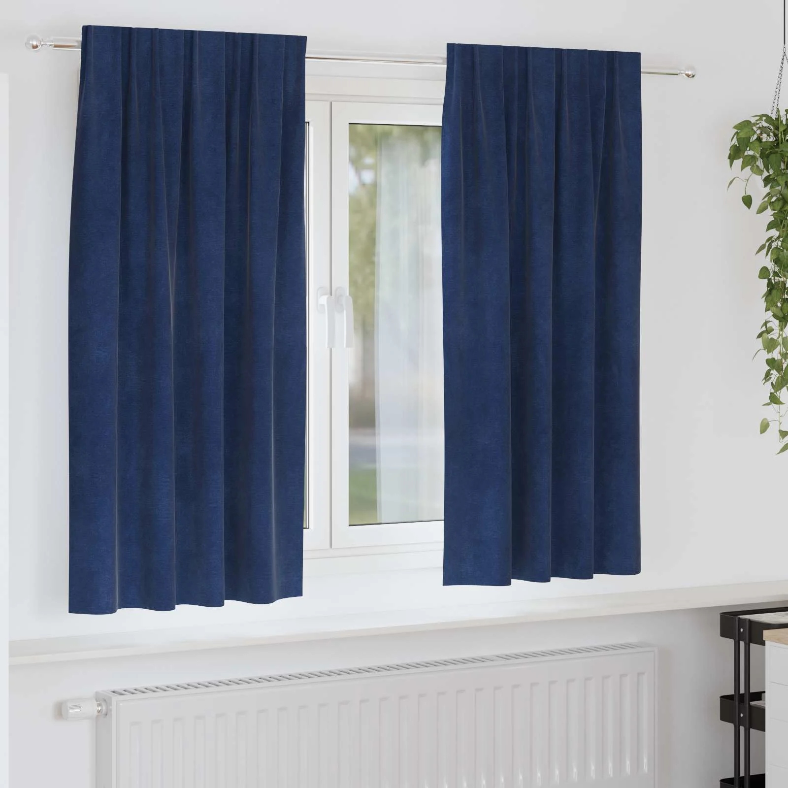 vidaXL Zatemňovací závěsy 2 pcs Tmavě modrá 140 x 175 cm samet