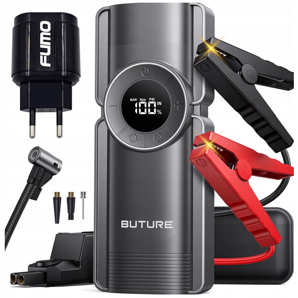 URZĄDZENIE ROZRUCHOWE BOOSTER POWERBANK KOMPRESOR BUTURE 12V 2500A 4w1