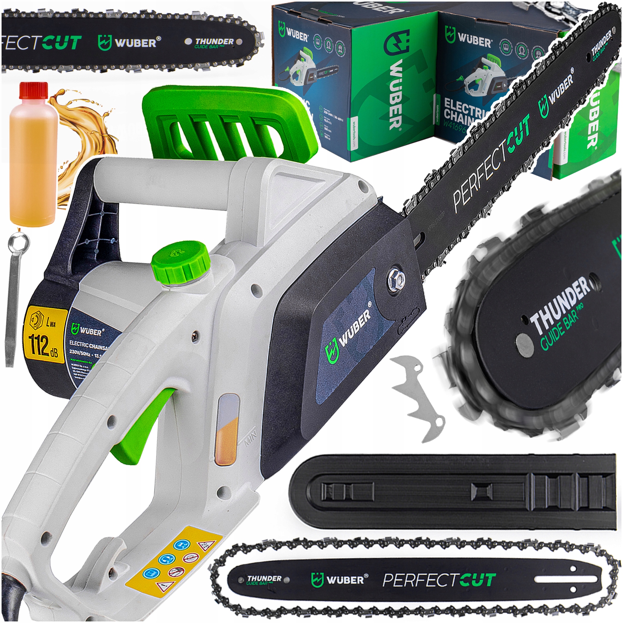 PIŁA ŁAŃCUCHOWA ELEKTRYCZNA PILARKA DO DREWNA MOCNA + OLEJ + ŁAŃCUCH 35''