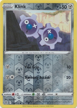Klink 102/172 Common Reverse Holo Pokemon