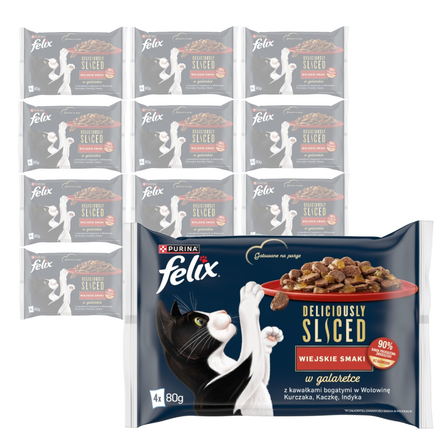 Felix Deliciously Sliced Venkovské příchutě 48x80g Krmivo Pro Kočky Mix 4 příchutí