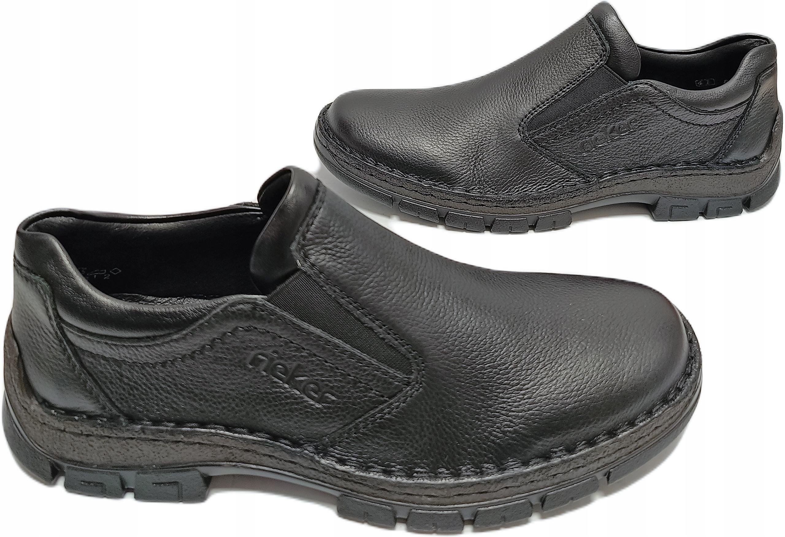 Pánské polobotky nazouvací kožené Rieker 12272-01 černé, velikost vel.