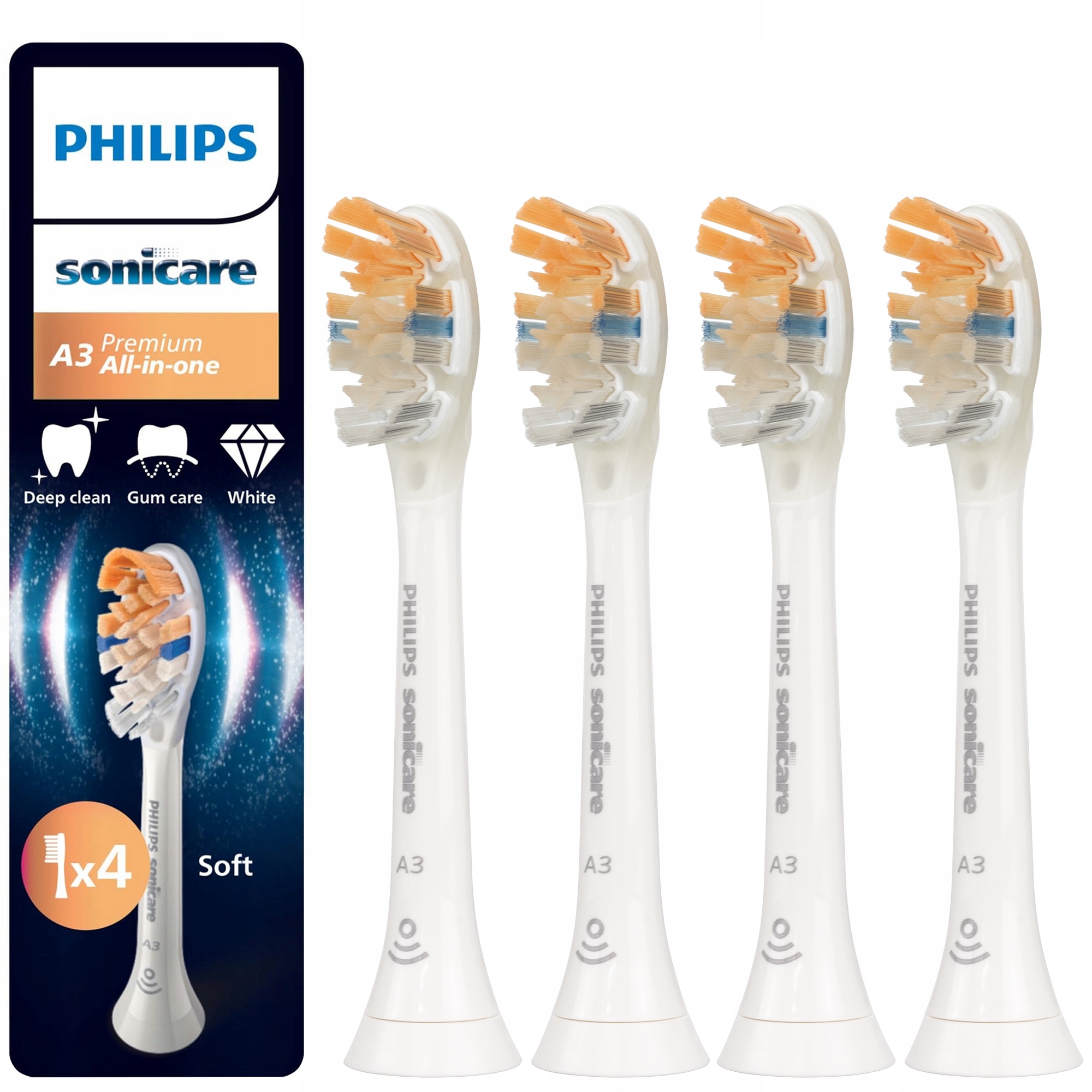 4 Końcówki Philips Premium All-in-one HX9094/10 A3 Do Szczoteczki Sonicznej