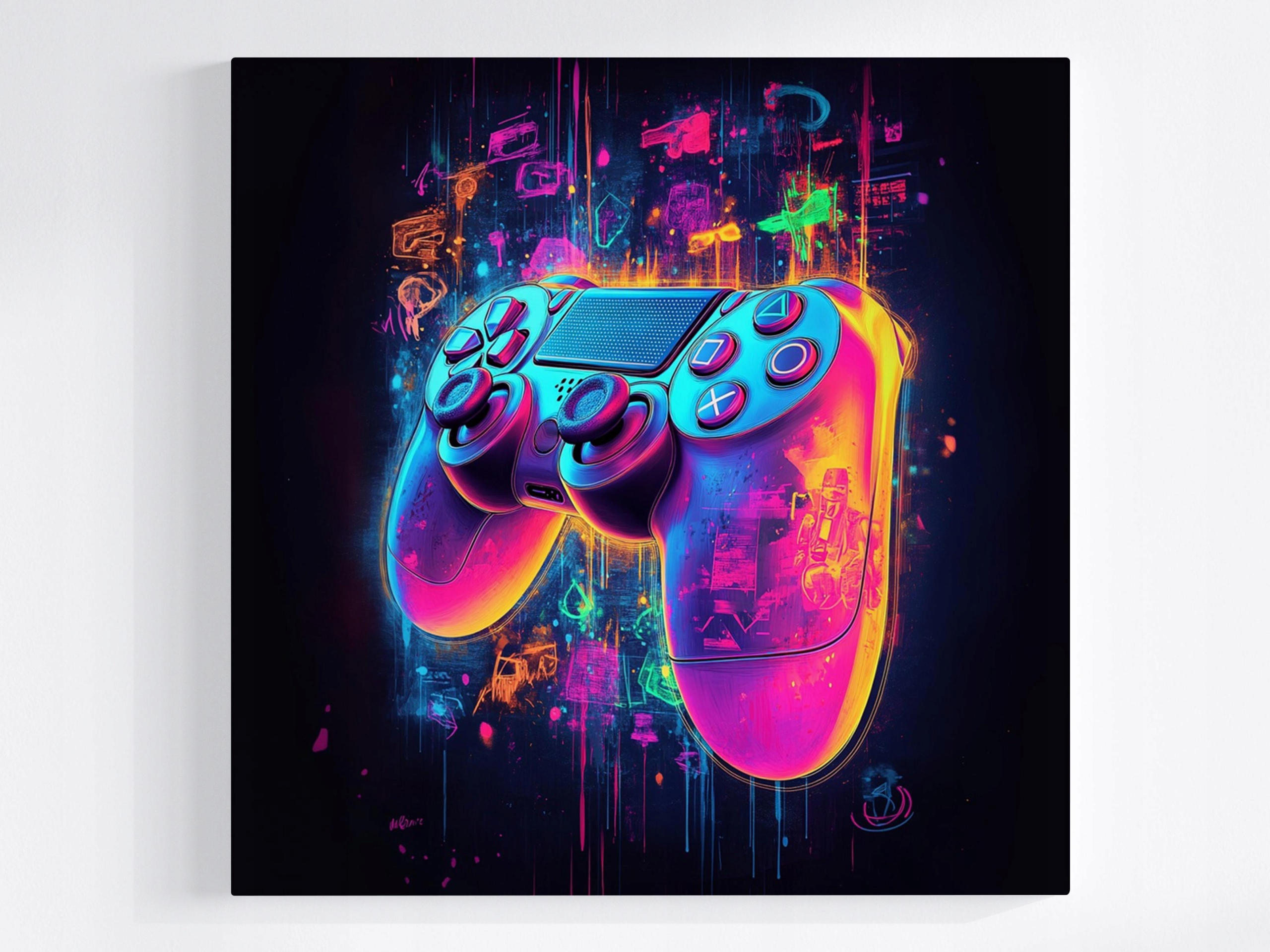 Obraz Na Plátně Canvas Gaming Gamer Konzola Pad Neon Cyberpunk 60x60