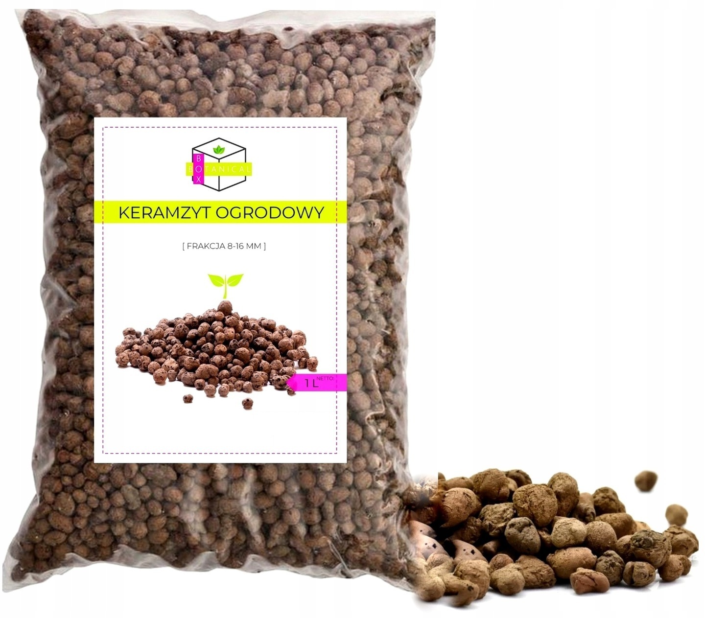 KERAMZYT OGRODNICZY 8-16 MM DRENAŻ NA DNO DONICY - DODATEK DO PODŁOŻA - 1 L