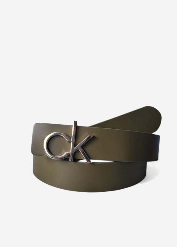 Calvin Klein Pásek Dámský kožený K60K607230 zelená barva 85 cm