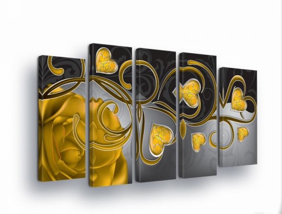 Obraz 150x100 Zlatá ruža abstrakcia srdce luxus čierna šedá dekor