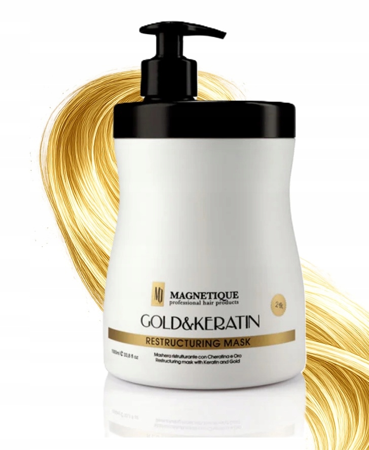 Magnetique maska do włosów suchych z keratyną Gold&Keratin 1L regeneruje