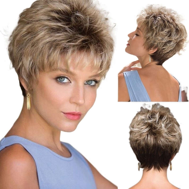 Peruka Damskie krótkie włosy Naturalna brązowy Wig