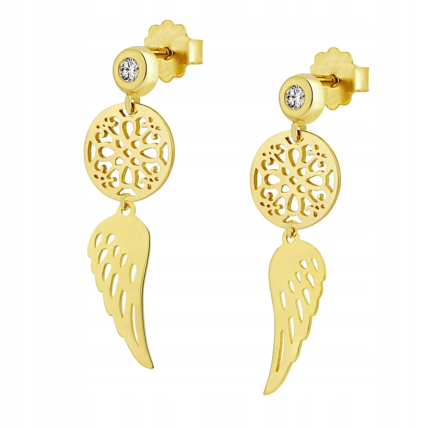 Zlaté náušnice Letní křídlo zirkon pr