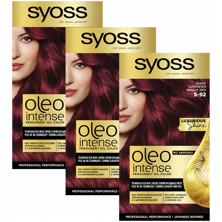 Syoss Oleo Intense Farba do Włosów Jasna Czerwień 5-92 x 3
