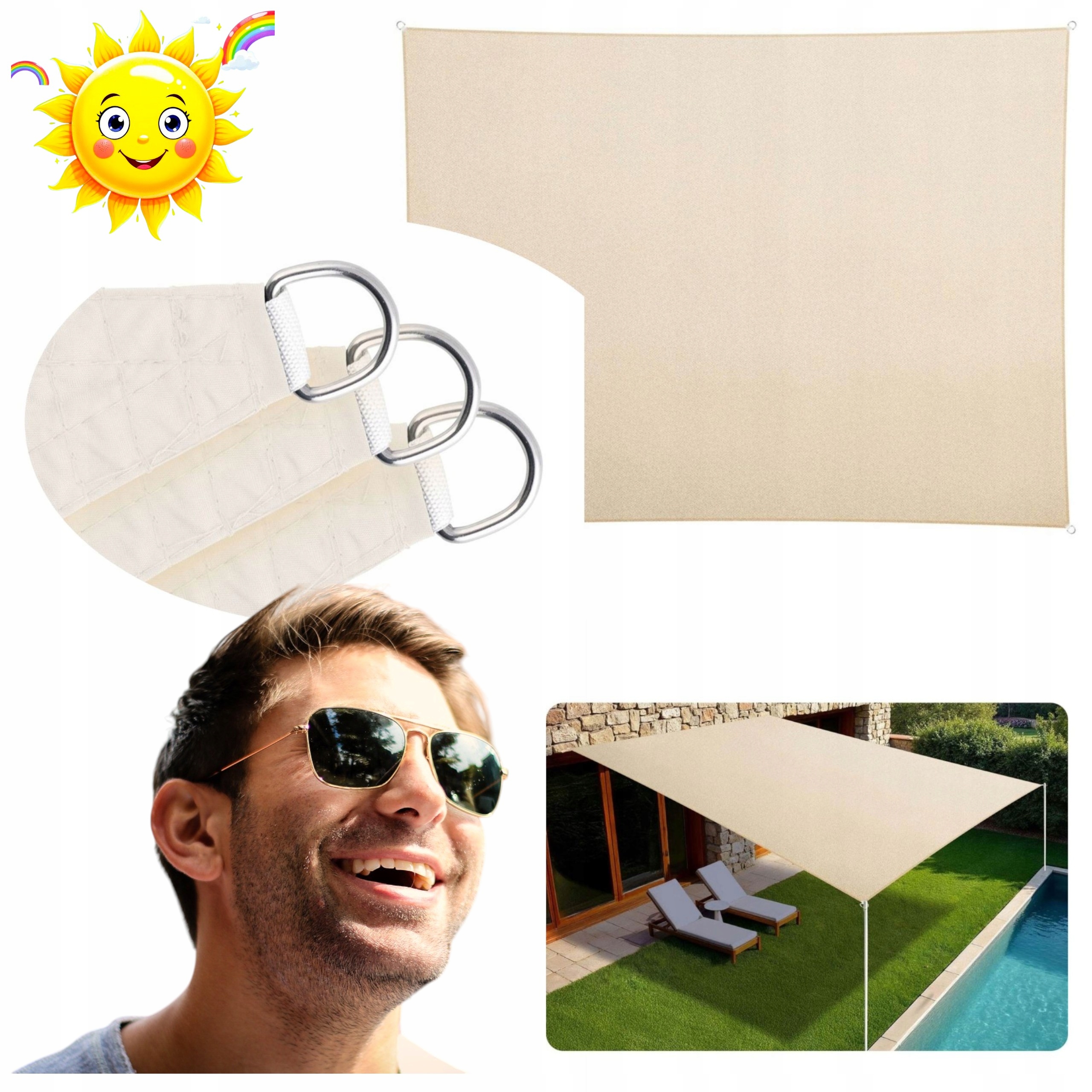 daszek żagiel przeciwsłoneczny ogrodowy prostokątny 3x4 taras wodoodporny