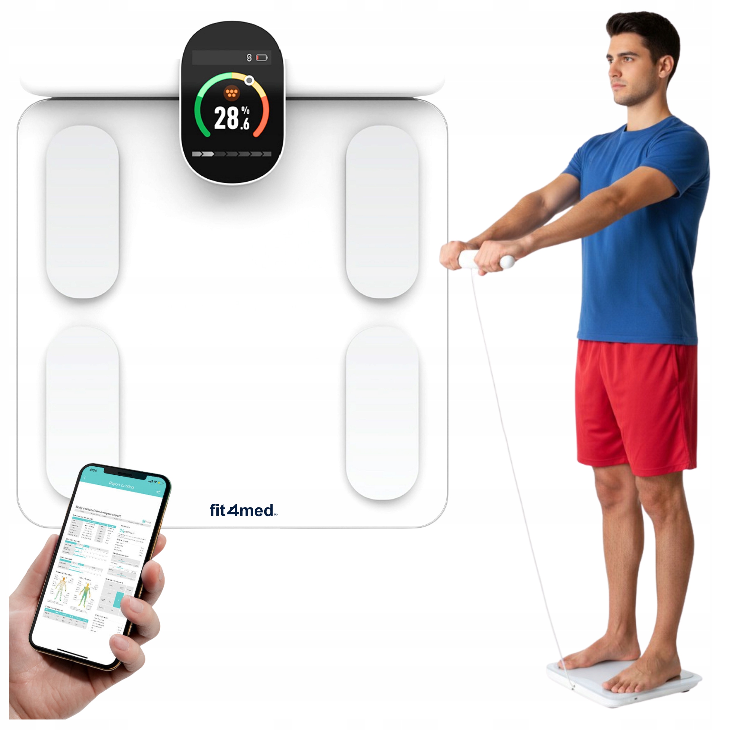Inteligentní analytická bluetooth koupelnová váha 180 kg body composition