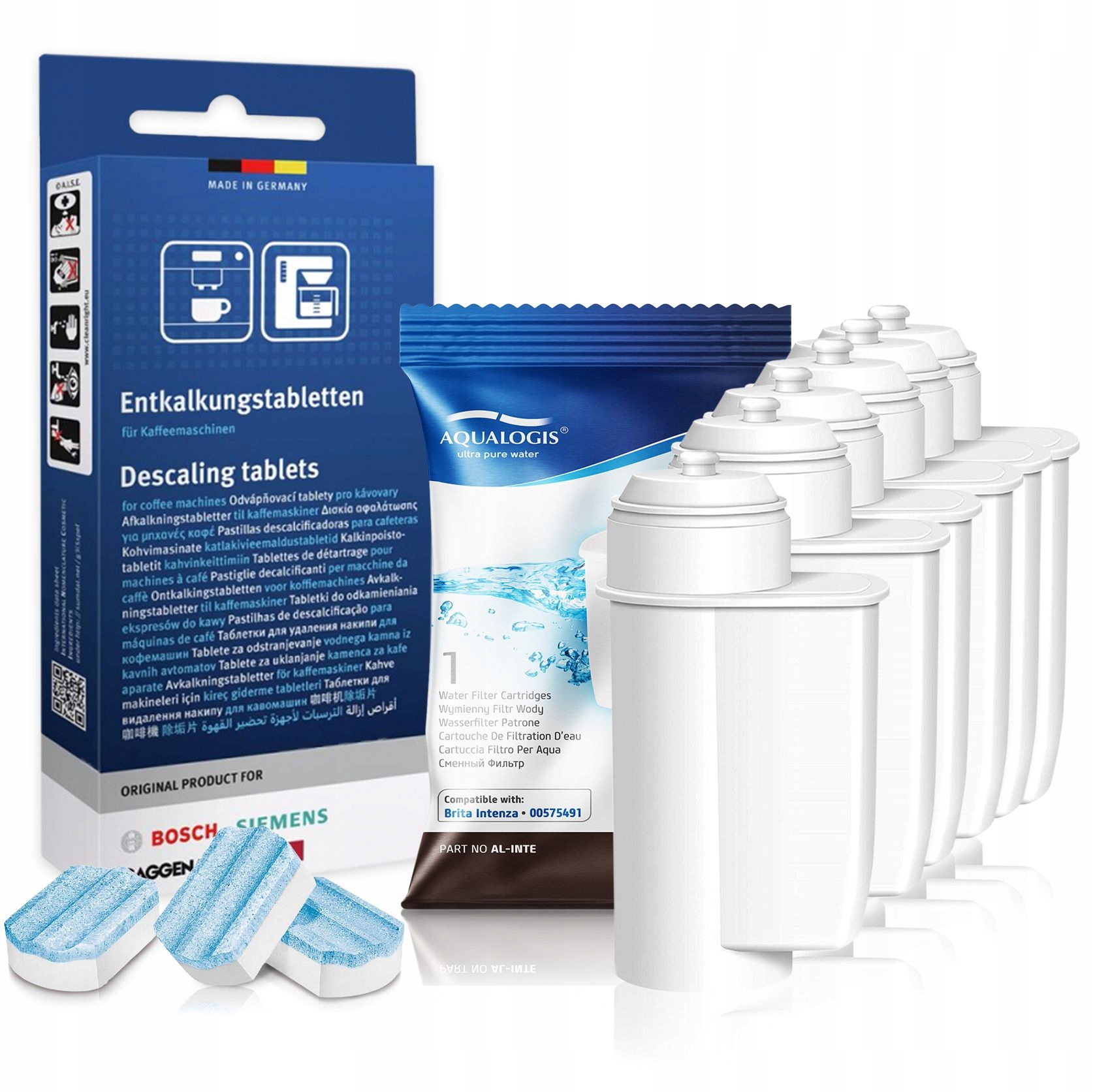 6x Filtr vody AL-Inte pro kávovar Bosch Odvápňovací tablety TZ80002