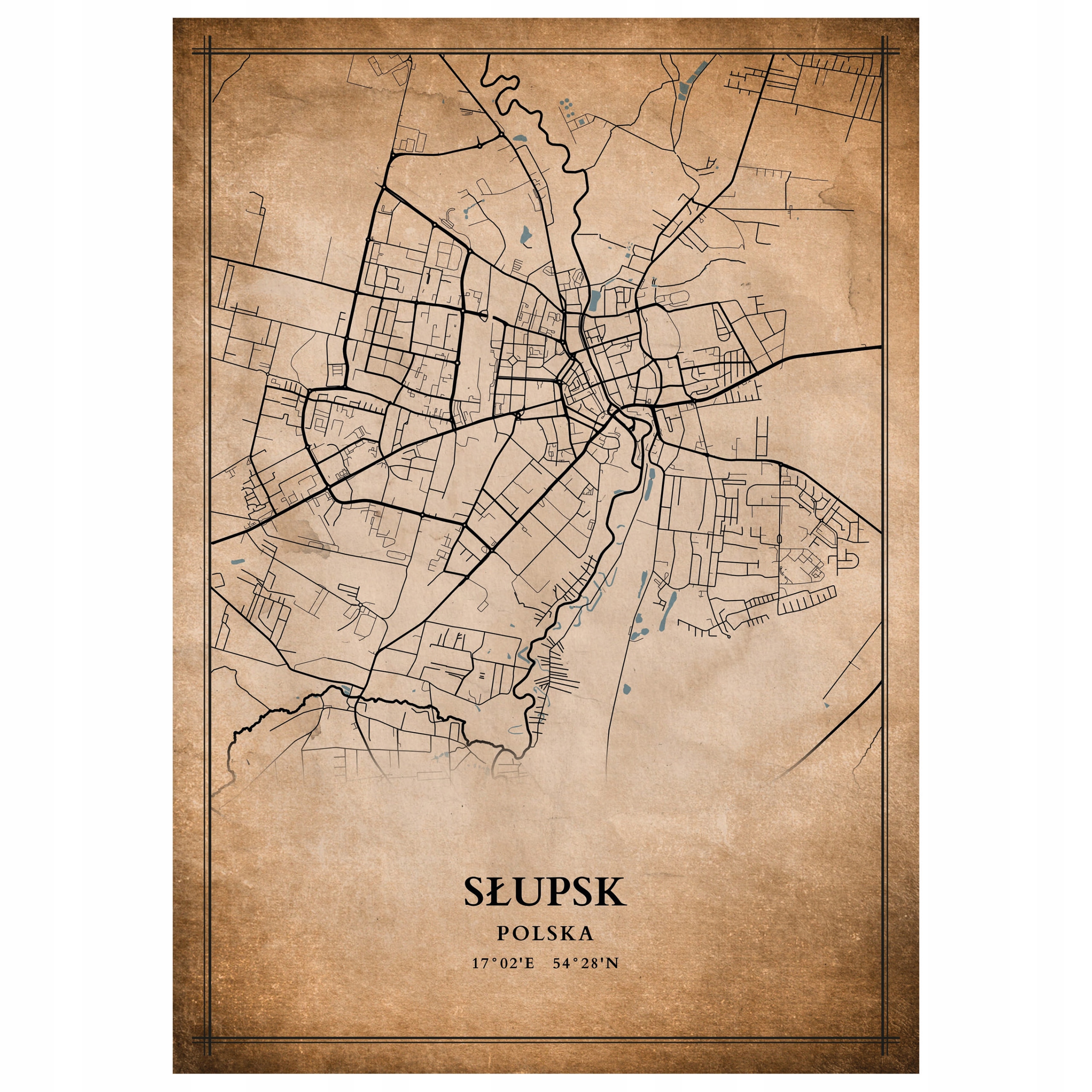 

Plakat Mapa miasta vintage Słupsk 100x70cm