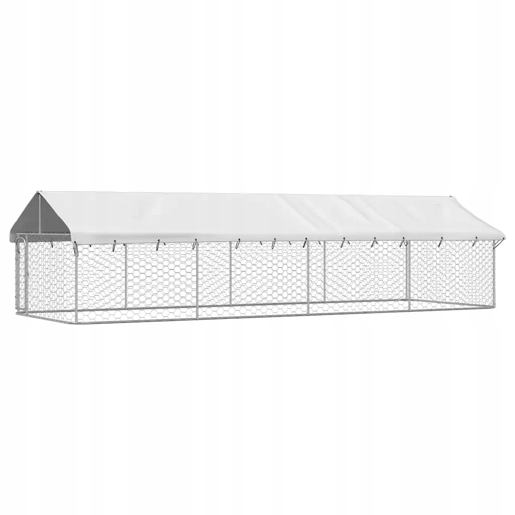 Kotec pro psa s krytem, ocel galvanizovaná, 600 x 200 x 150 cm,