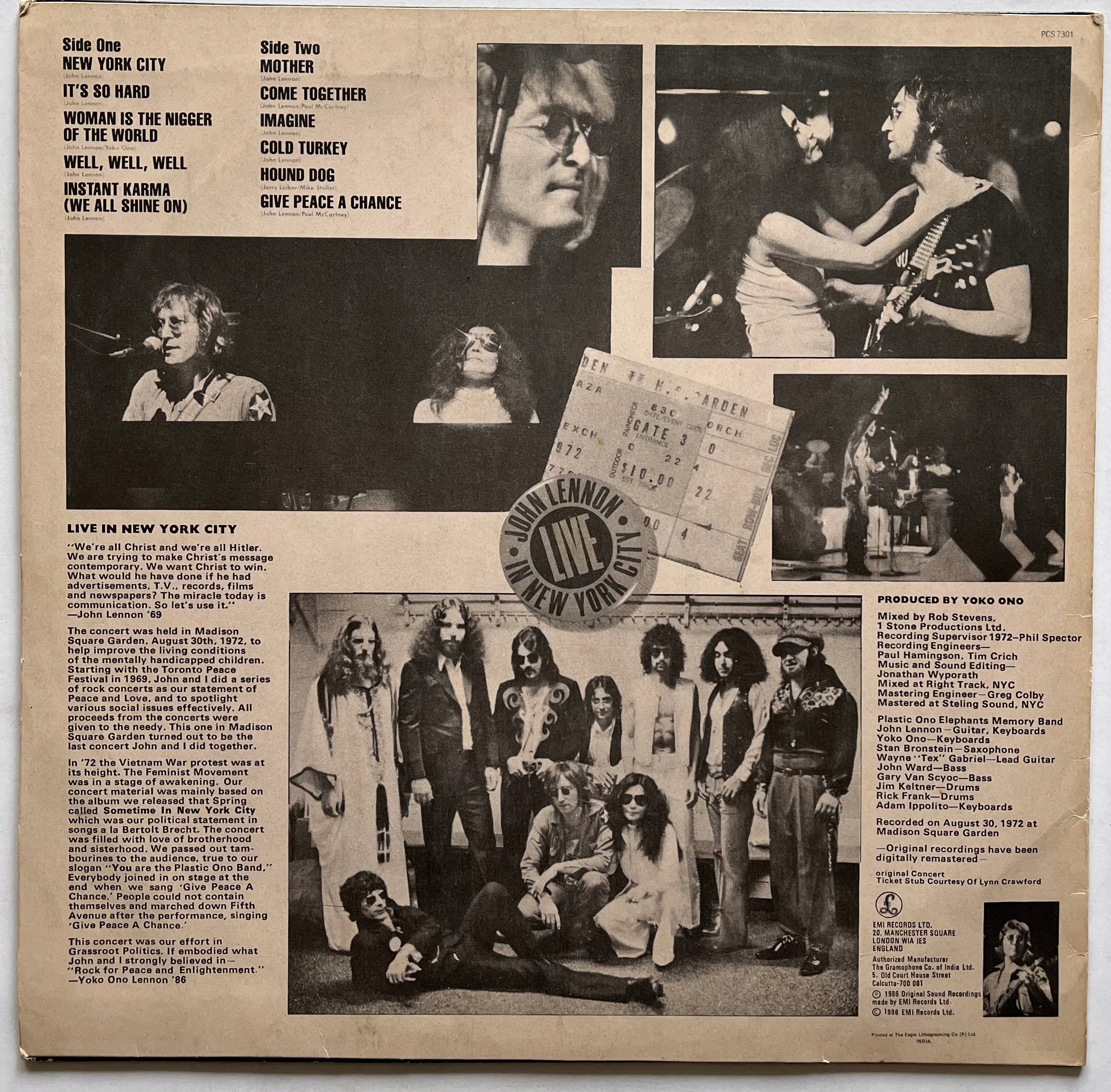 LIVE IN NEW YORK CITY John Lennon Gatunek rock'n'roll