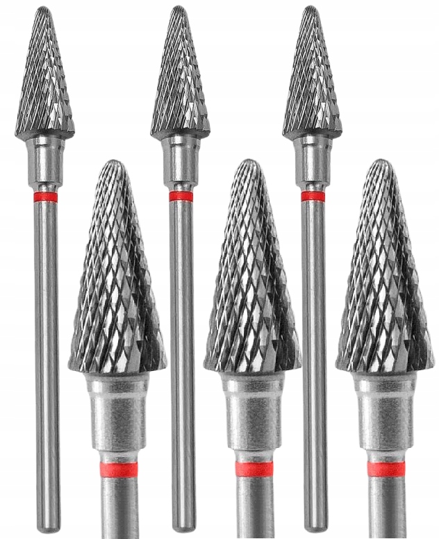 3 x Staleks Fréza ze slinutého karbidu Kužel Červený Expert Průměr 6 mm
