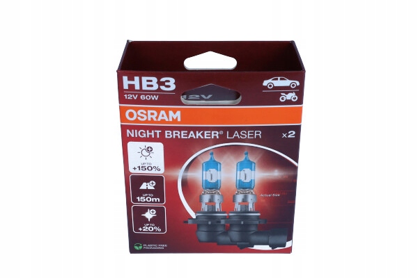 Osram Żarówka Night Breaker Laser HB3 12V/60W P20D +150% 2SZT. (eko)