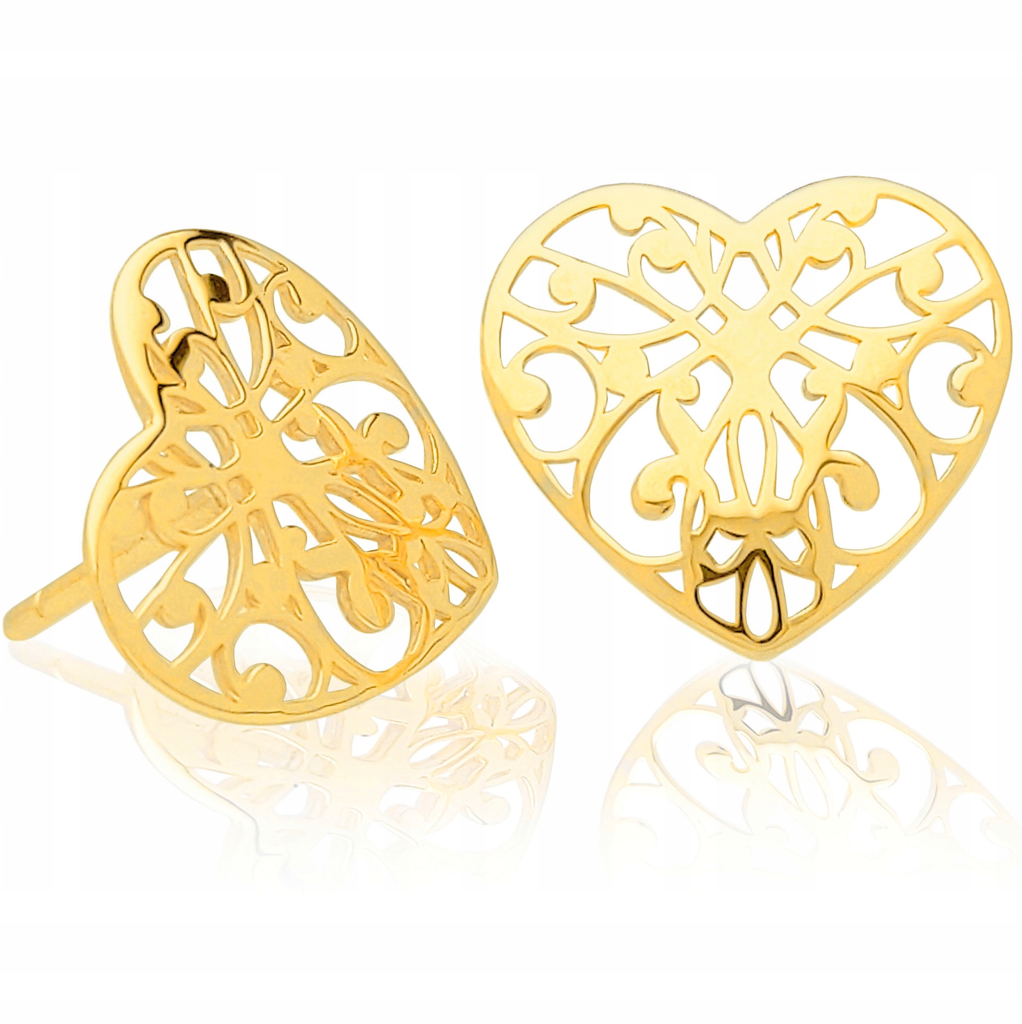 

Złote kolczyki 333 Serduszka ażurowe serce prezent