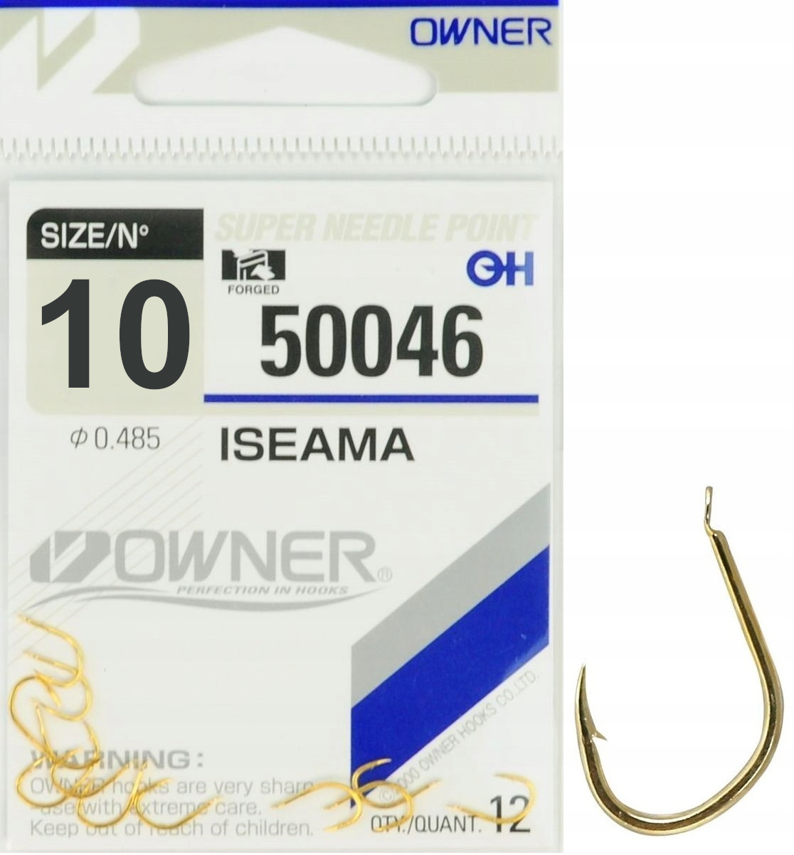 Nr 10 Haczyki Owner Iseama 50046 Złote z Łopatką