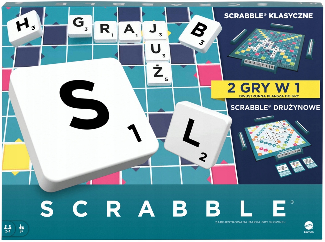 Gra Scrabble Original 2 Gry W 1 wersja polska, najnowsze wydanie