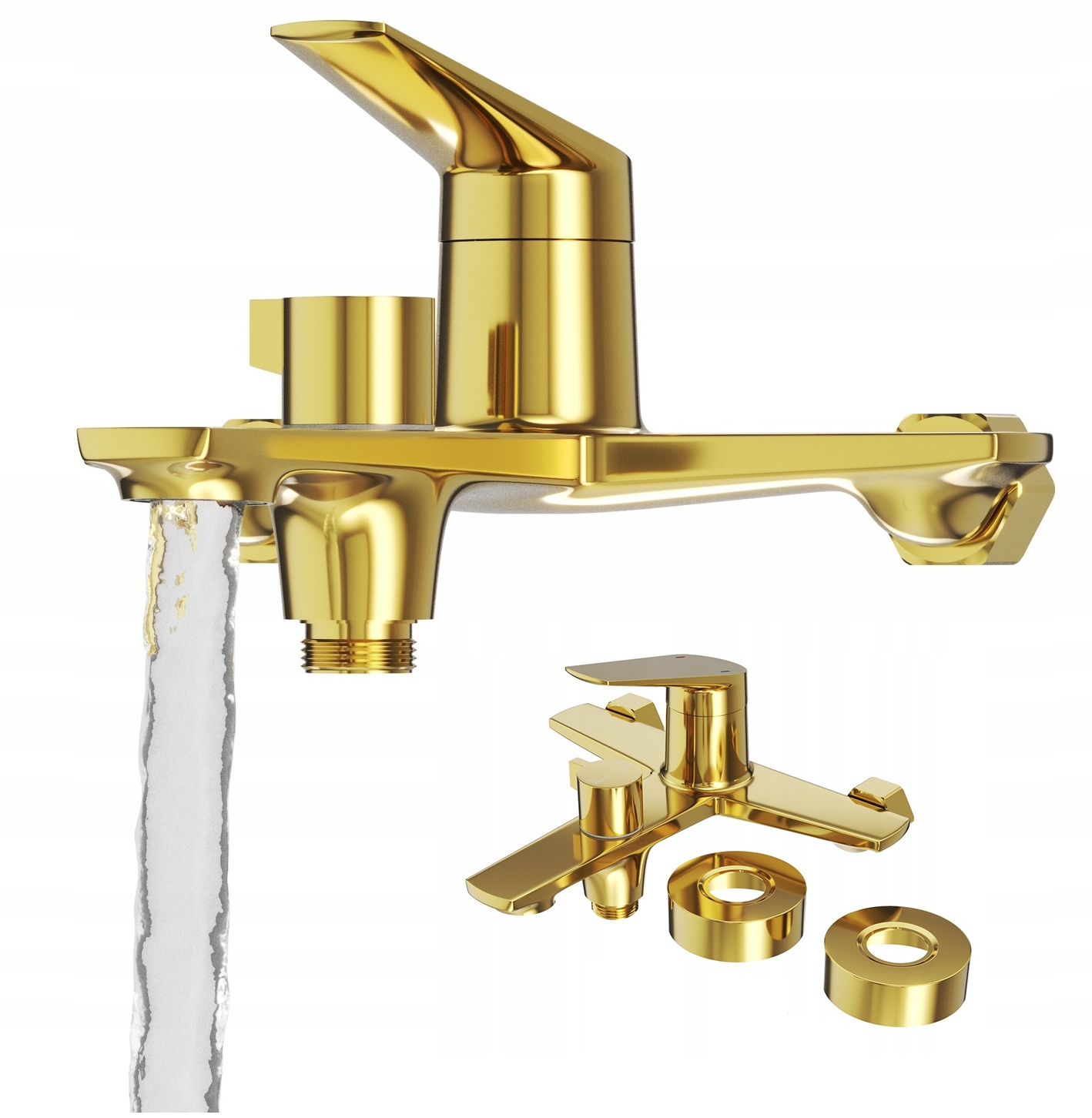 Vaňová A Sprchová Batéria, Mosadzný Kúpeľňový Kohútik, Zlatá Farba