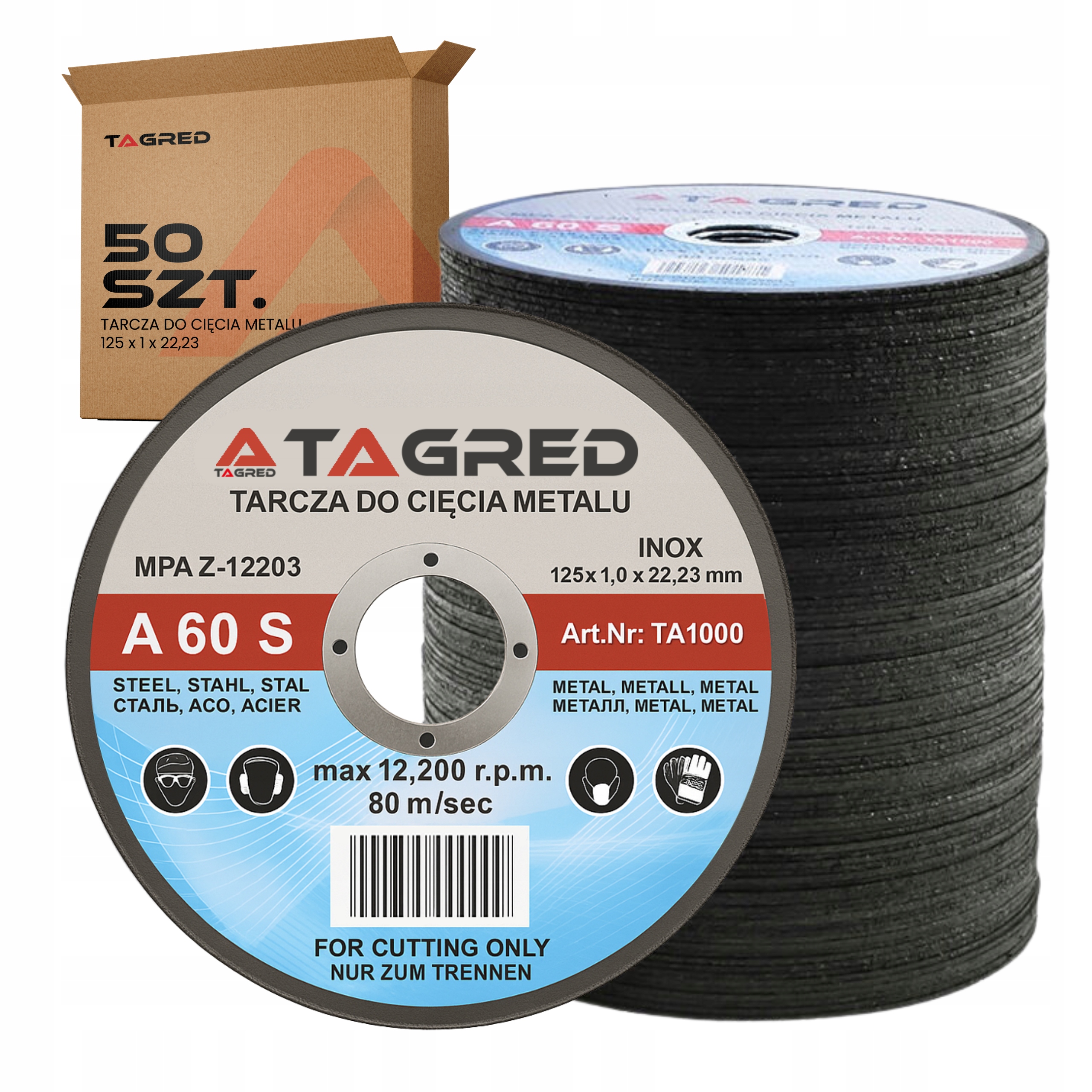 50x Zestaw Tarcze Tarcza Do Cięcia Metalu Stali 125mm 1mm Inox