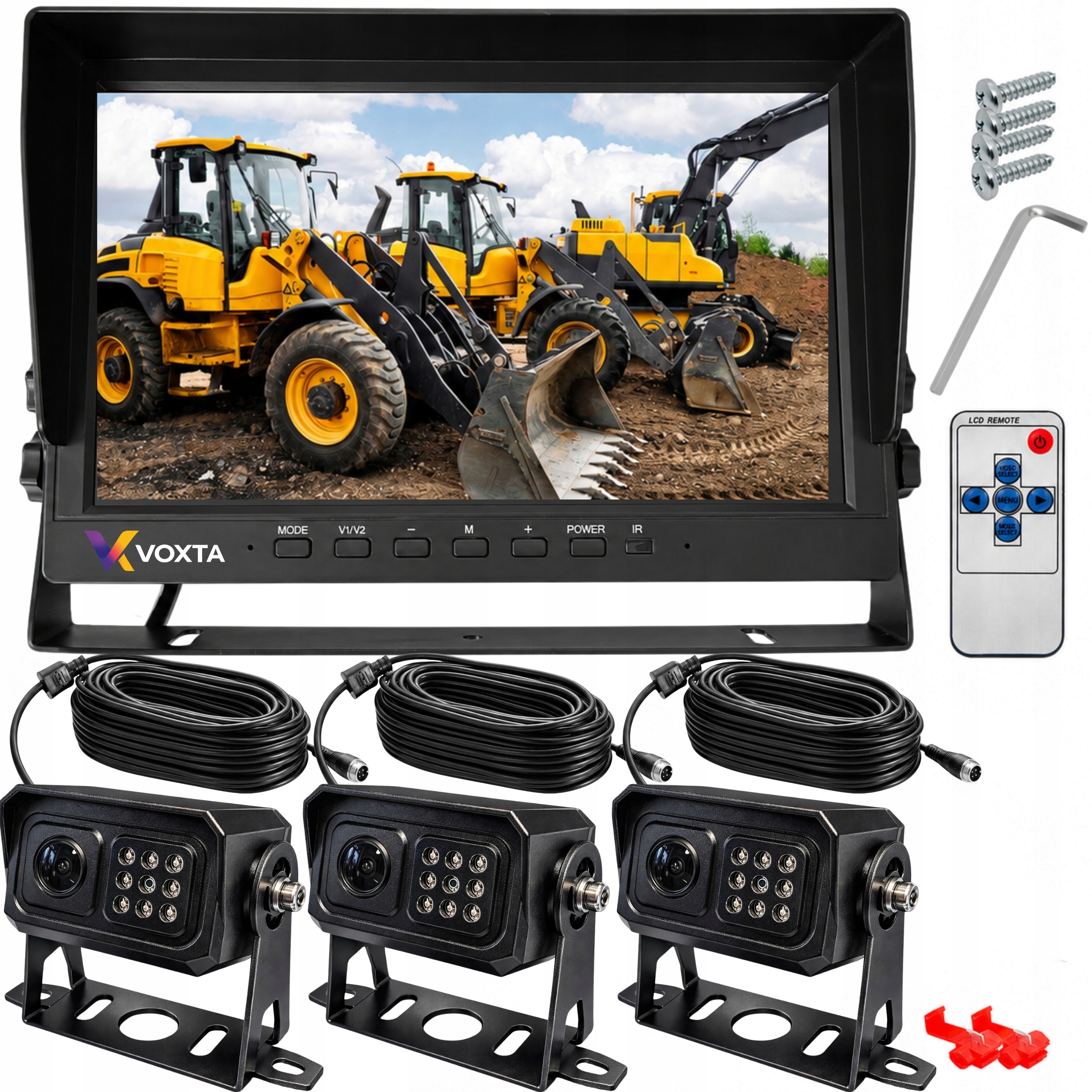 Set Cúvací Monitor 10" Kamera 3x Full Hd Pre Tir Bus Traktor Kombajn 15M