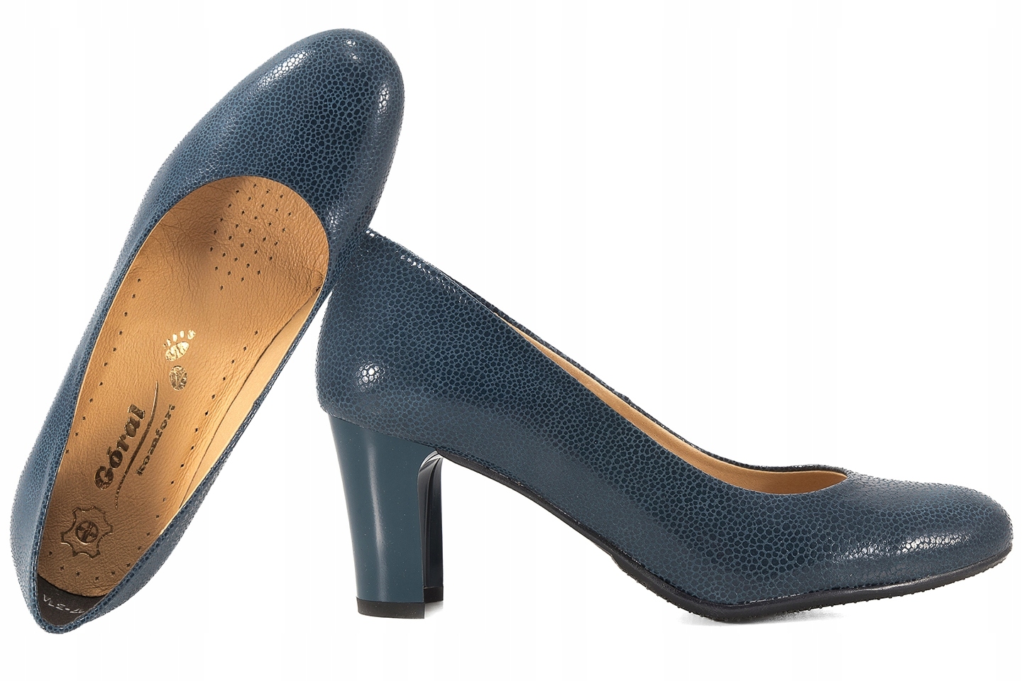 Góral 1040 Kožené Dámské Polobotky Na Podpatku, tmavě modré, velikost 40