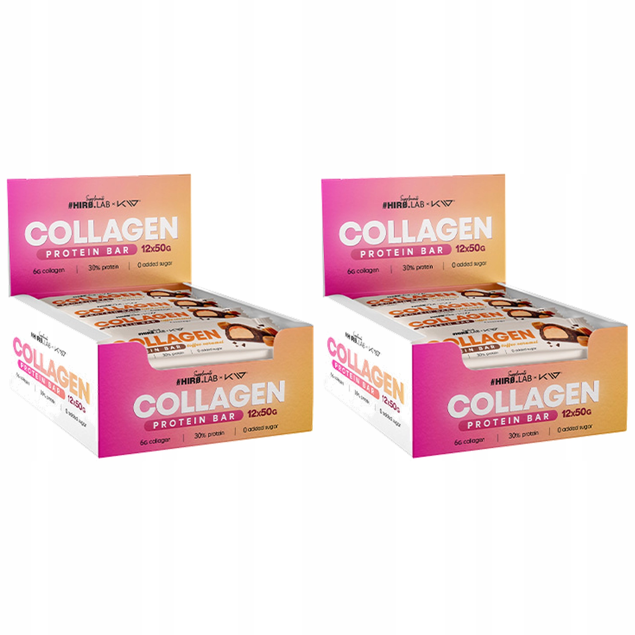 2x Proteinové tyčinky Hiro.lab 12x50g Karamel Toffi Kolagen Collagen Bar Sada