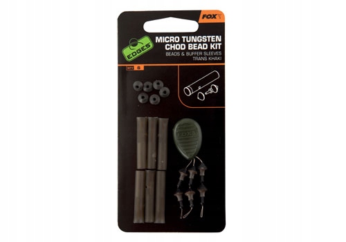 Fox Micro Tungsten Chod Bead Kit Beads & Buffer Sleeves Trans Khaki 6szt/op