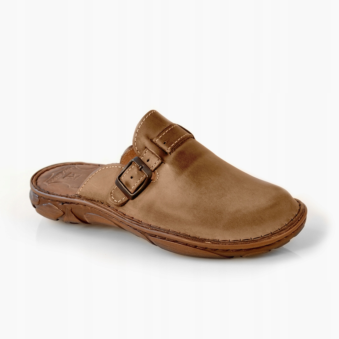 022 polské kožené nazouváky Maximus hnědé 43