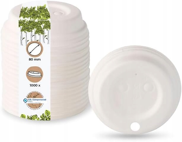 Kartónové veko na šálky na kávu Biozoyg Ø80 mm s otvorom 1000 ks