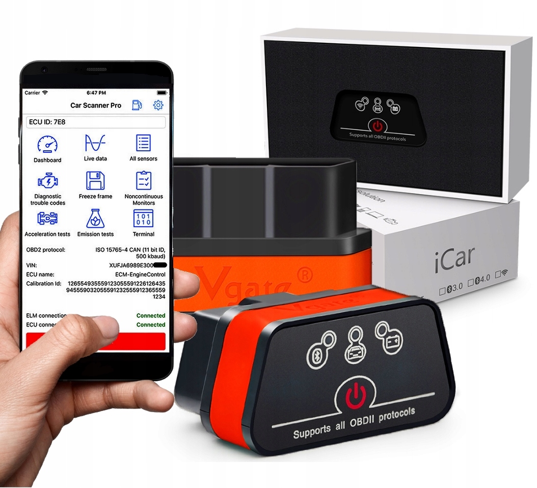 ELM327 iCar 2 Vgate OBD2 Interfejs Diagnostyczny Bluetooth Bt 3.0 iCar2 New
