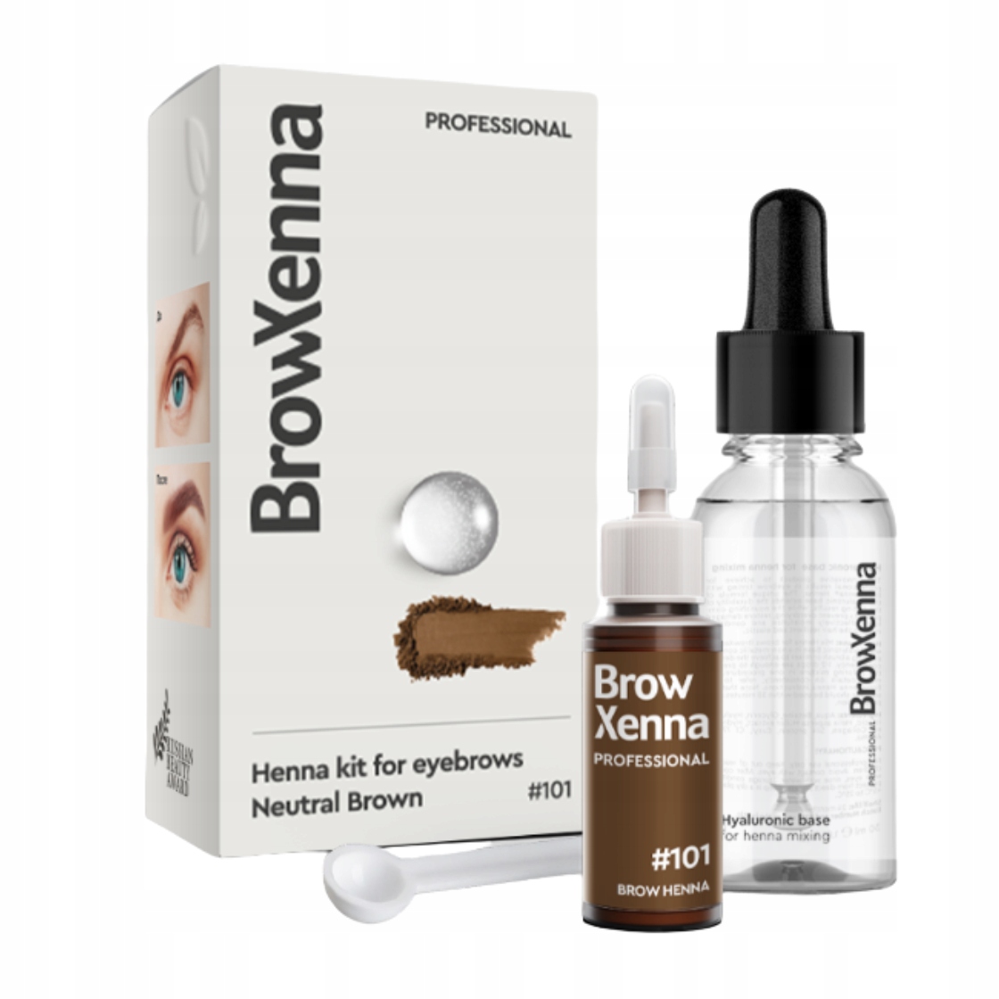 Henna na obočí BrowXenna #101 Neutral Brown 10 g Hyaluronová báze 30 ml