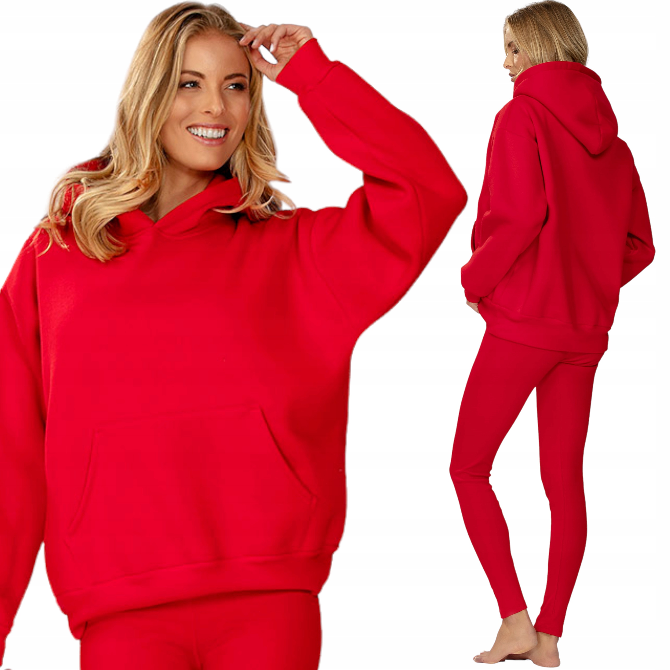 Teplákovka Dámská silná bavlněná Tepláková Mikina Legíny M Oseye Červená