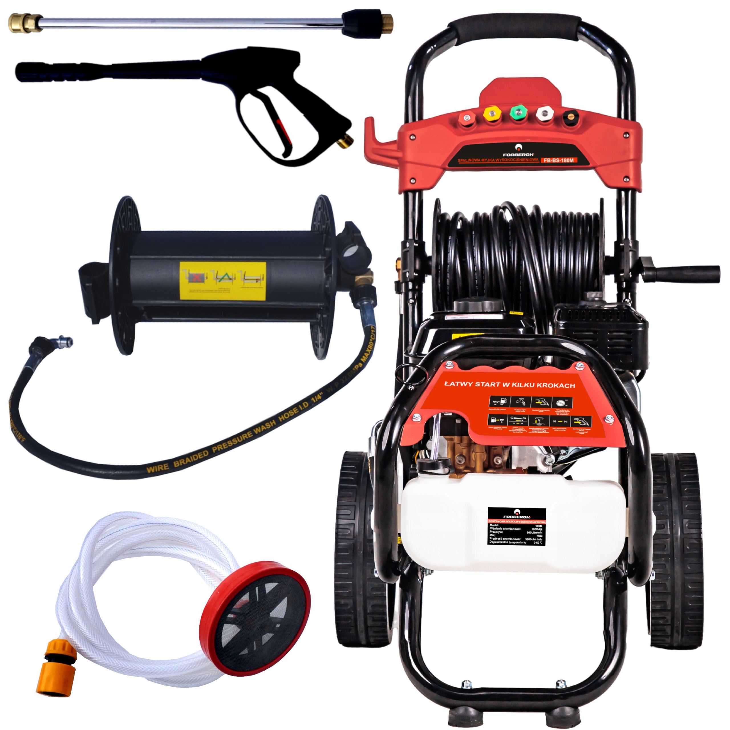 Myjka Ciśnieniowa Spalinowa 200 Bar Mosiężna Pompa 210CC 7KM Dysze