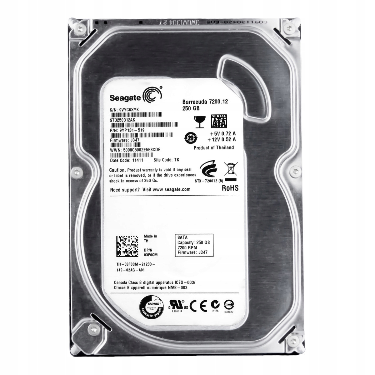 Dell 03F0CM 250GB 7.2K 8MB Sata III 3.5'' ST3250312AS