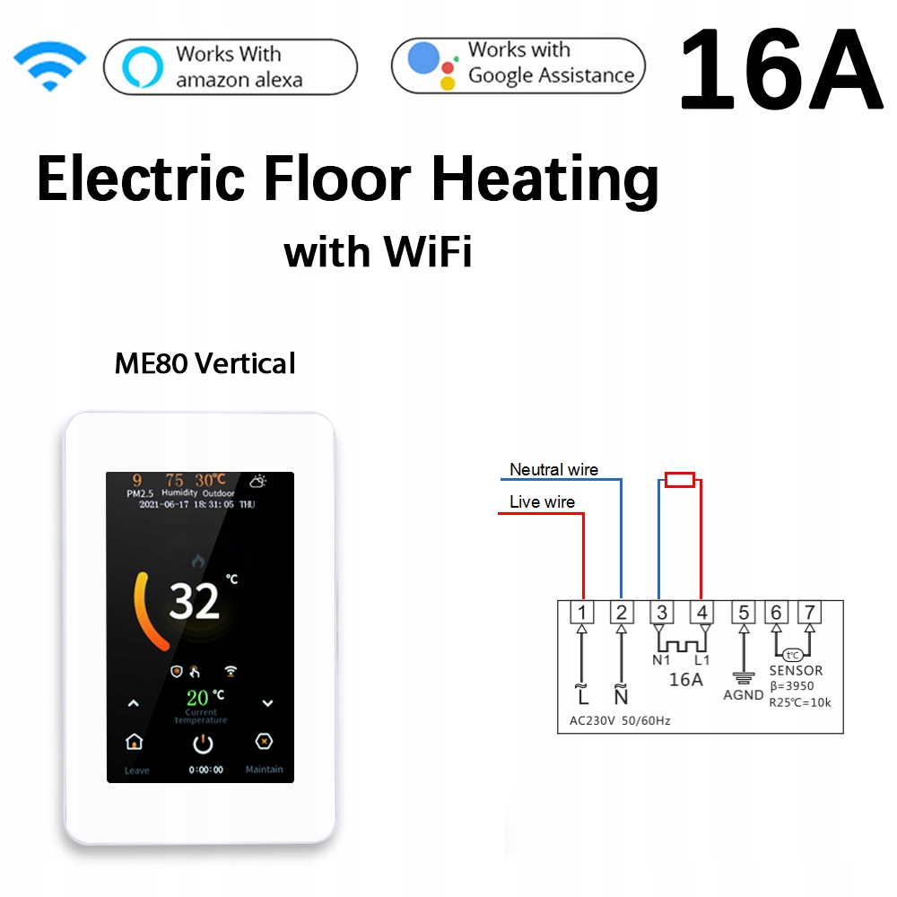 Regulátor Teploty Termostat Ovladač WiFi 16A