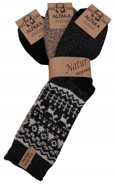 

3 Alpaka Ciepłe Grube Bezuciskowe skarpety 39-42