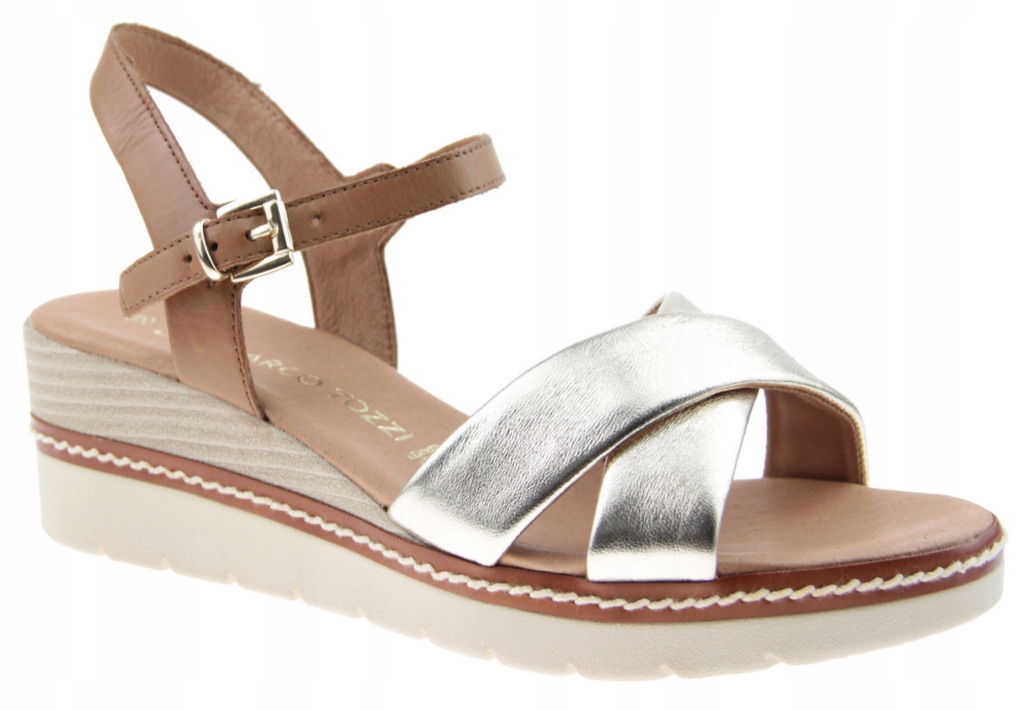 SANDAŁY MARCO TOZZI 28722 ZŁOTE SKÓRZANE KOMFORT R. 41