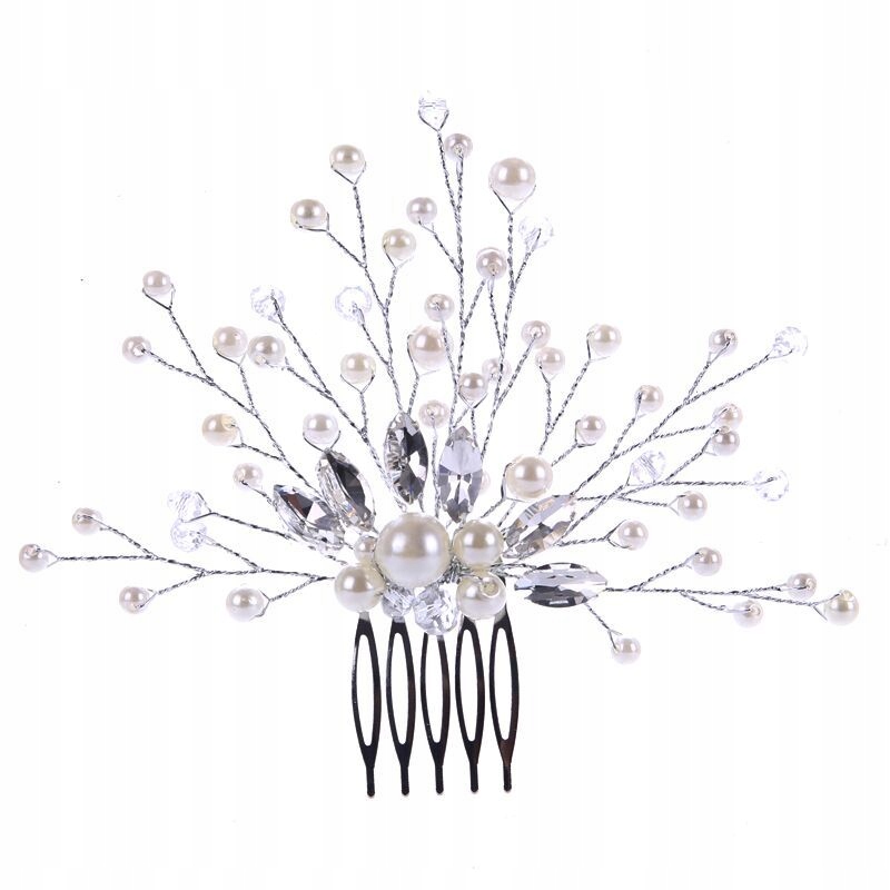 

Grzebyk ślubny cyrkonie perły Wedding Glam srebrny