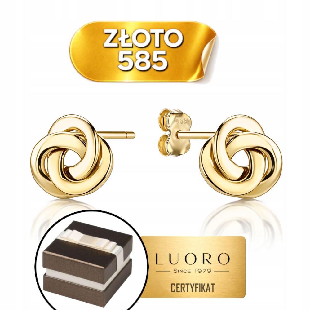 Náušnice Zlaté 585 14K Zaplétaná Tyčinka 11 MM Elegantní Dárek Krabička