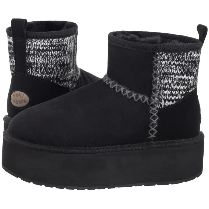 Dámské zimní boty Emu Stinger Knit Flatform Black W13143