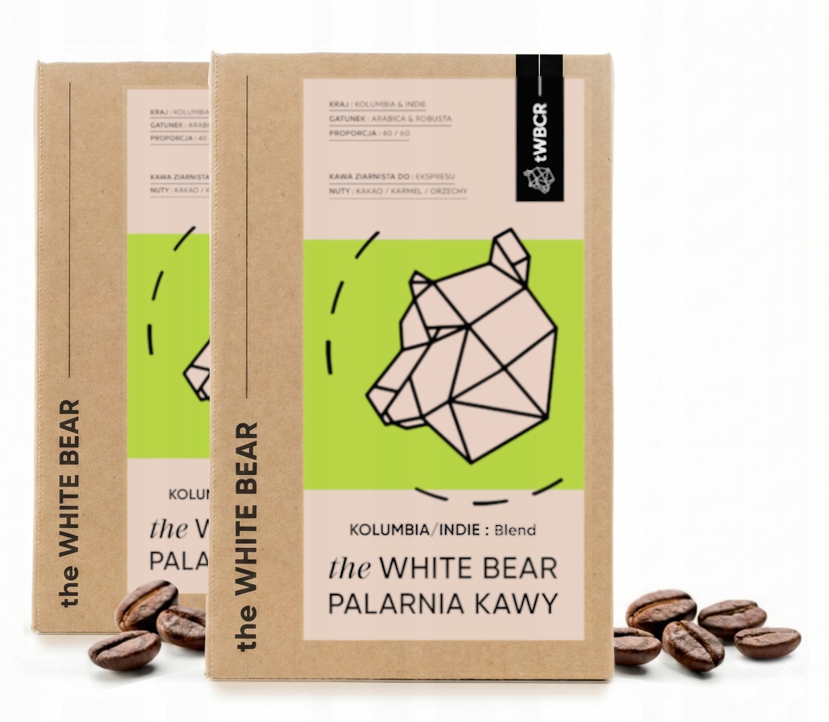 2x káva káva Arabica&amp;Robusta The White Bear Kolumbie/Indie 1000 g